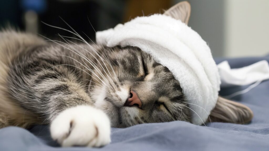 cat with head injuries