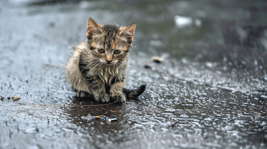 Cat in the rain - Hypothermia